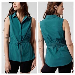 Athleta Levitate‎ Poplin Tank top blouse Size XS teal
